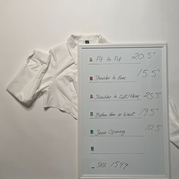 Curvy Sz 2X! White Cropped Button Down | Modern Capsule Essential - Picture 7 of 8